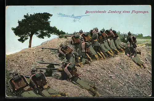AK Bevorstehende Landung eines Flugzeuges