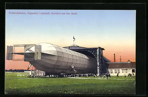 AK Friedrichshafen, Zeppelins Luftschiff, Ausfahrt aus der Halle