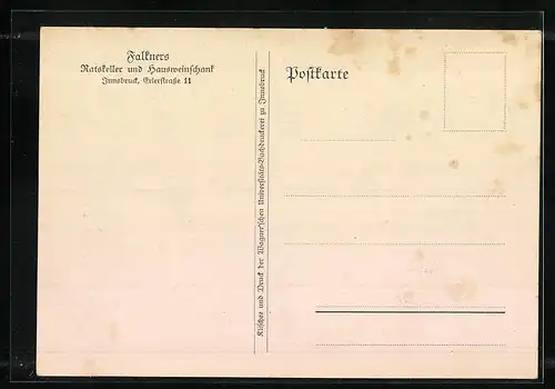 Künstler-AK Innsbruck, Gasthaus Falkners, Innenansicht