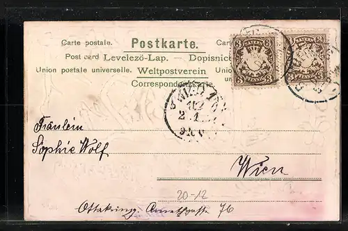 Präge-AK Glückwünsche zum Jahr 1902, Jahreszahl