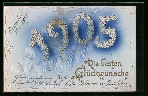 Präge-AK Jahreszahl 1905, Die besten Glückwünsche