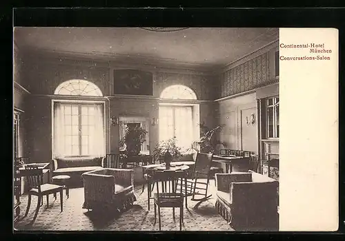AK München, Continental-Hotel, Conversations-Salon