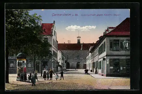 AK Germersheim, Ludwigstrasse gegen Kaserne Seysel