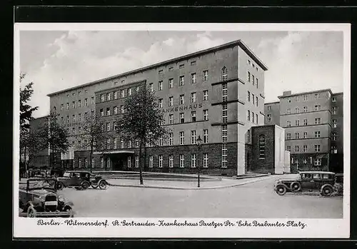 AK Berlin-Wilmersdorf, St.-Gertrauden-Krankenhaus, Paretzer Strasse Ecke Brabanter Platz