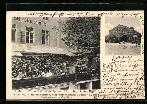 AK Berlin, Hotel und Restaurant Süddeutscher Hof, Anhalter Bahnhof