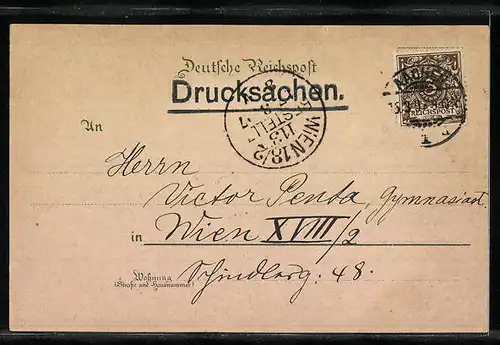 Lithographie Aachen, Hauptpost, Theater, Infanterie-Kaserne, Marschierthor