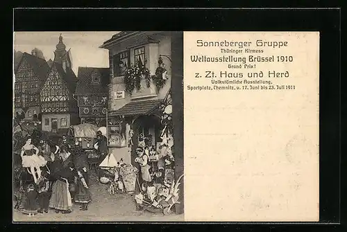 AK Brüssel, Weltausstellung 1910, Sonneberger Gruppe, Thüringer Kirmess