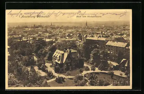 AK Darmstadt, Ausstellung, Blick vom Hochzeitsturm