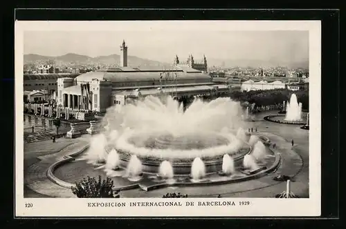 AK Barcelona, Exposicion Internacional 1929, The Great Fountain, Ausstellung