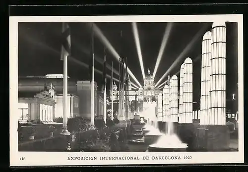 AK Barcelona, Exposición Internacional 1929, Avenida Reina Maria Cristina