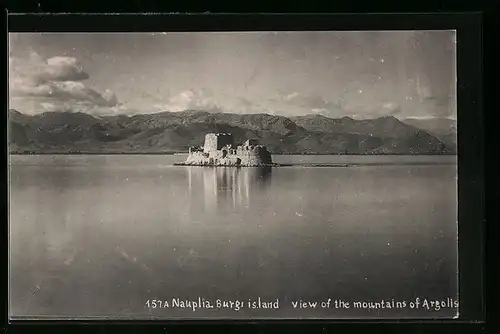 AK Nauplia, View of the mountains of Argolis