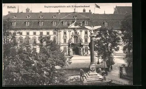 AK Erfurt, Regierungsgebäude mit Kriegerdenkmal
