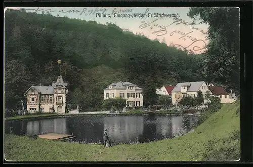 AK Dresden-Pillnitz, Eingang in den Friedrichsgrund