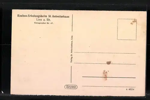 AK Linz a. Rh., Knaben-Erholungsheim St. Antoniushaus, Musikzimmer