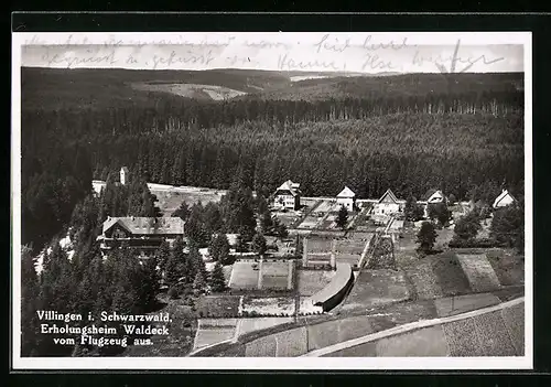 AK Villingen i. Schwarzwald, Erholungsheim Waldeck vom Flugzeug aus