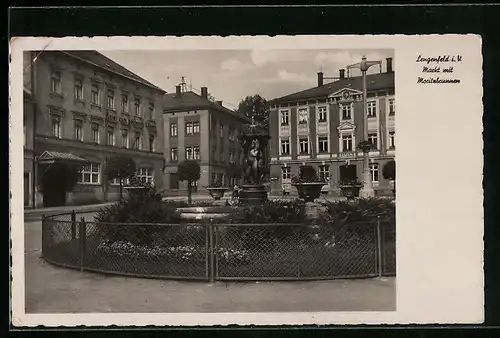 AK Lengenfeld i. V., Markt mit Moritzbrunnen
