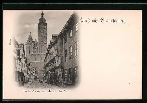 AK Braunschweig, Weberstrasse und Andreaskirche