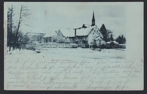 Mondschein-AK Loccum, Ansicht Kloster bei Schnee