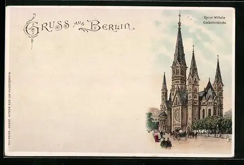 Lithographie Berlin, Kaiser Wilhelm Gedächtniskirche
