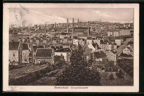 AK Remscheid, Gesamtansicht aus der Vogelschau