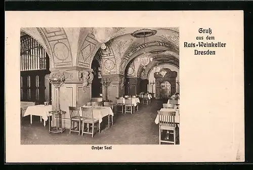 AK Dresden, Rats-Weinkeller, grosser Saal
