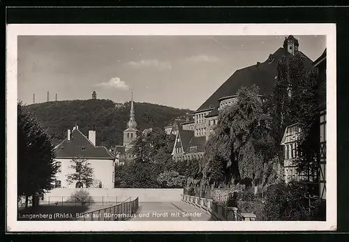 AK Langenberg, Blick auf Bürgerhaus und Hordt mit Sender