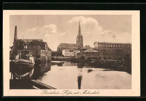 AK Buxtehude, Hafen mit Malerschule