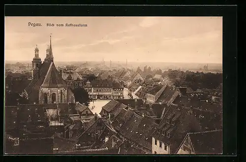 AK Pegau, Blick vom Rathausturm