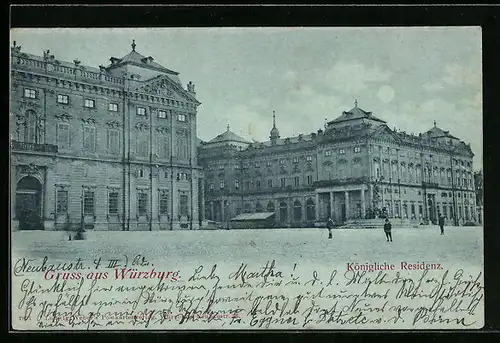 Mondschein-AK Würzburg, Königliche Residenz