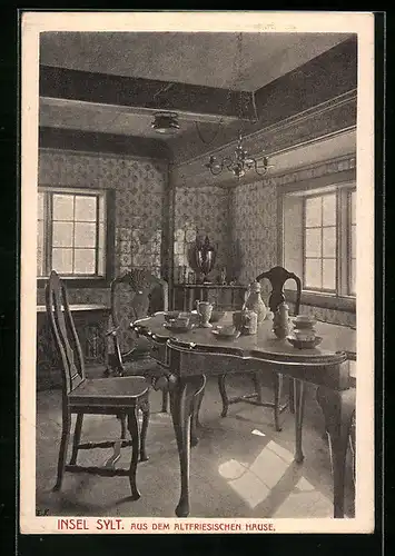 AK Insel Sylt, Innenansicht Altfriesisches Haus mit Esstisch