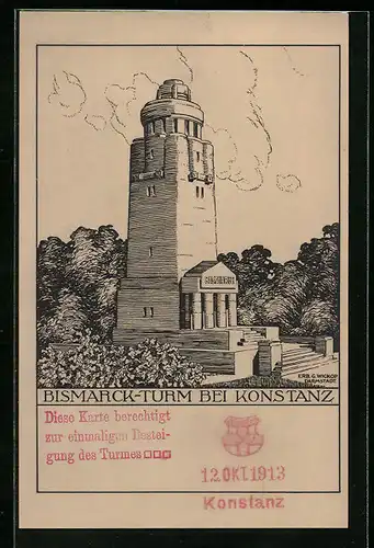 Künstler-AK Konstanz, Bismarck-Turm