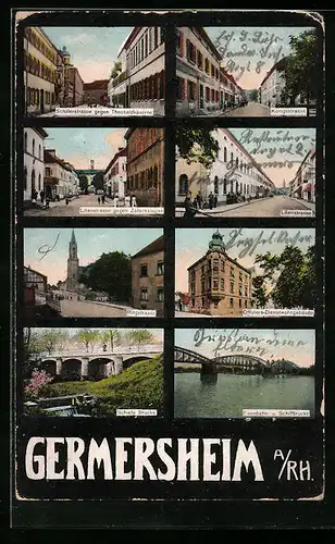 AK Germersheim /Rh., Schillerstrasse gegen Theobaldkaserne, Königstrasse, Lilienstrasse