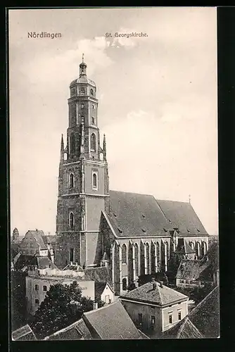 AK Nördlingen, St. Georgskirche aus der Vogelschau
