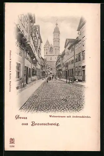 AK Braunschweig, Weberstrasse mit Andreaskirche