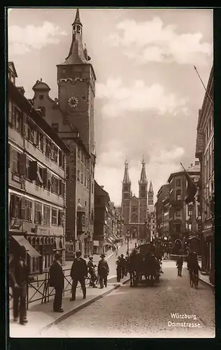 AK Würzburg, Domstrasse mit Dom