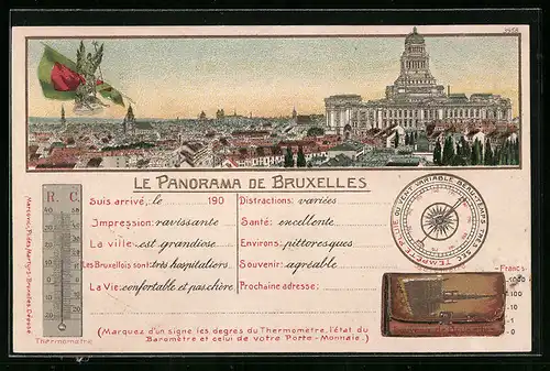 Lithographie Brüssel / Bruxelles, Panorama