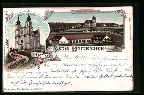 Lithographie Dreieichen, Maria Dreieichen, Wallfahrts-Kirche