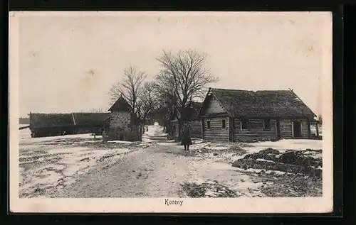 AK Koreny, Mann vor Dorfeingang