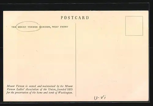 AK Mount Vernon, VA, Mount Vernon Mansion, West Front