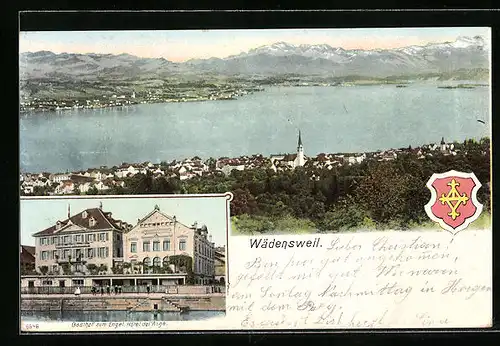 AK Wädenswil, Gesamtansicht, Gasthof zum Engel, Hotel del` Ange