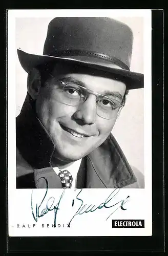 AK Musiker Ralf Bendix mit Brille, Autograph