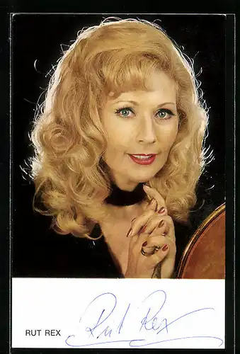 AK Musikerin Rut Rex mit blonden Haaren, Autograph