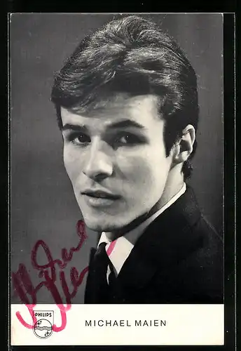 AK Musiker Michael Maien schaut seitlich, Autograph