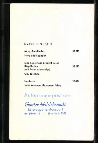 AK Musiker Sven Jenssen im Auto, Autograph