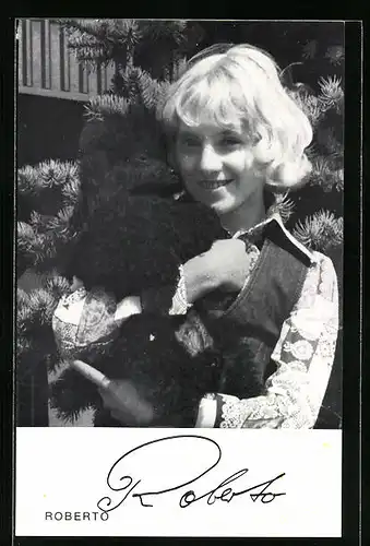 AK Musiker Roberto mit seinem Hund, Autograph