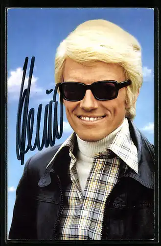 AK Musiker Heino mit Sonnenbrille, Autograph