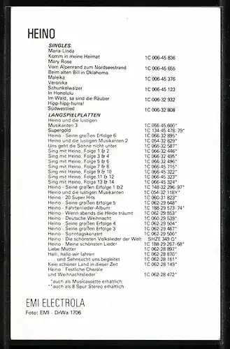 AK Musiker Heino mit Sonnenbrille, Autograph