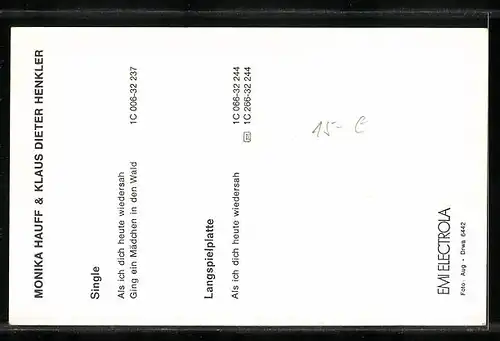 AK Musiker Monika Hauff und Klaus Dieter Henkler, Autograph