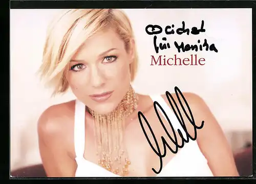 AK Musikerin Michelle mit Halsschmuck, Autograph