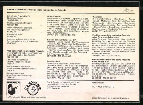 AK Musiker Frank Zander im getupften Hemd, Autograph